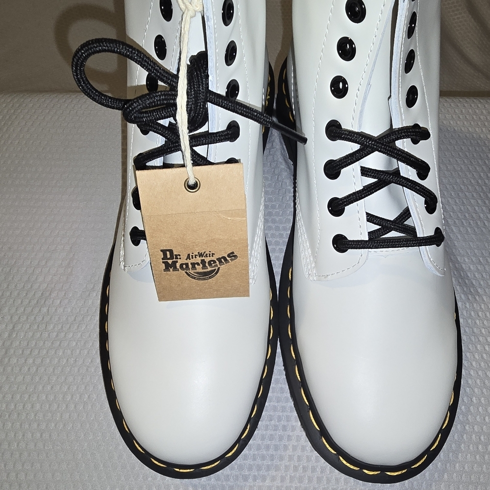 Dr. Martens White Boots with Black Laces
